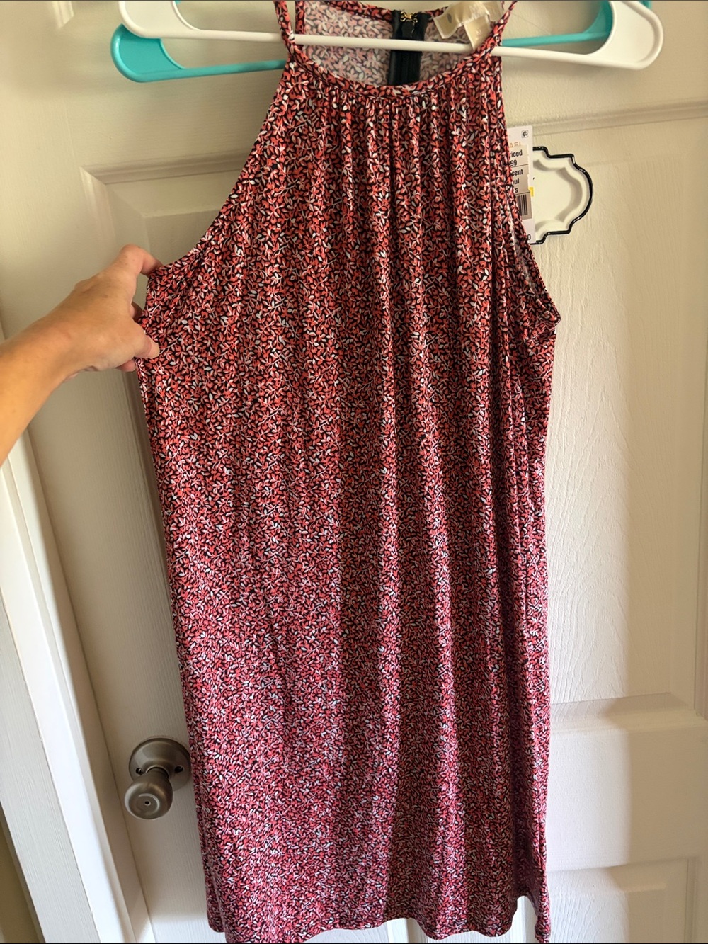Michael Kors Red Floral Halter Midi Dress